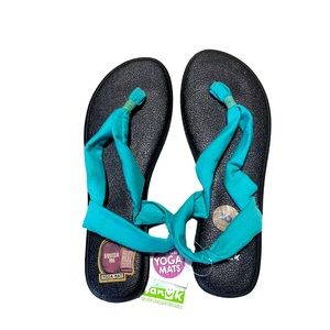 NWT Sanuk Teal Blue Yoga Triangle Sandals Sz 8